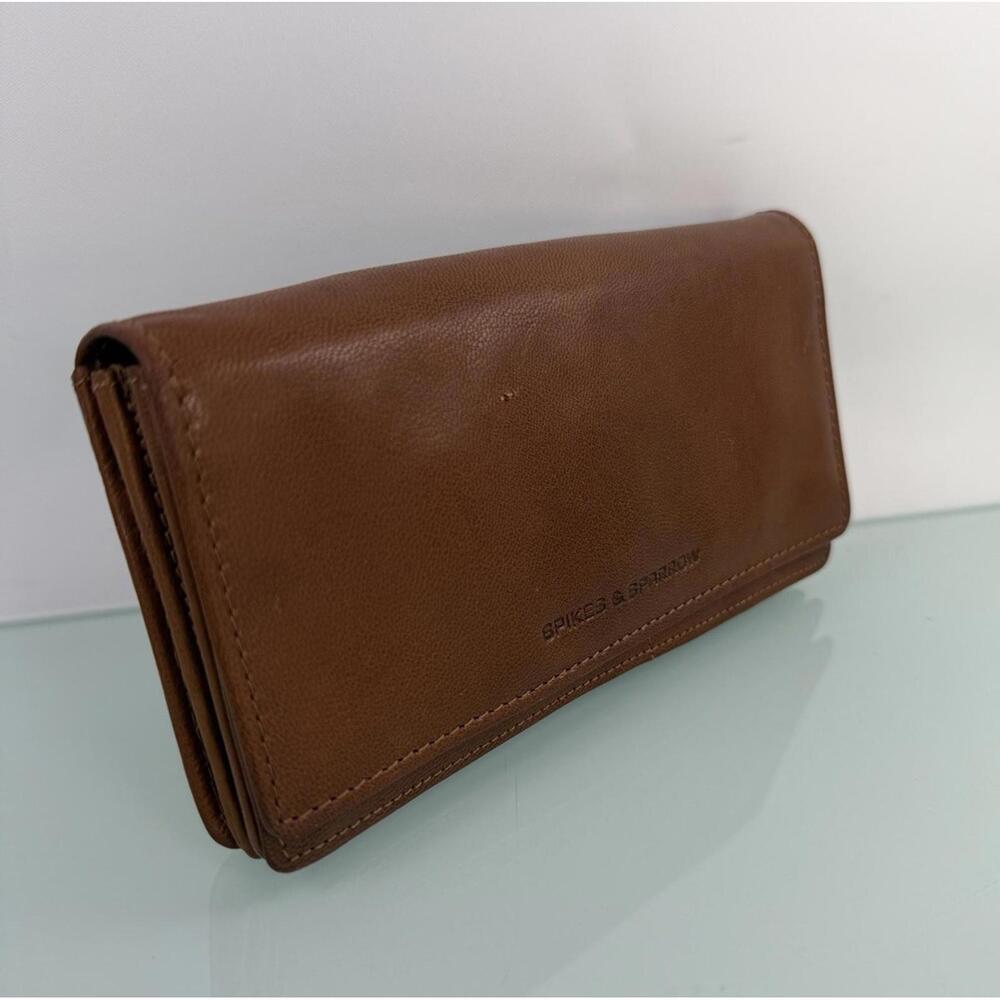 Spikes & Sparrow Brown Leather Accordion Wallet Vintage Boho Organizer clutch - Picture 3 of 9